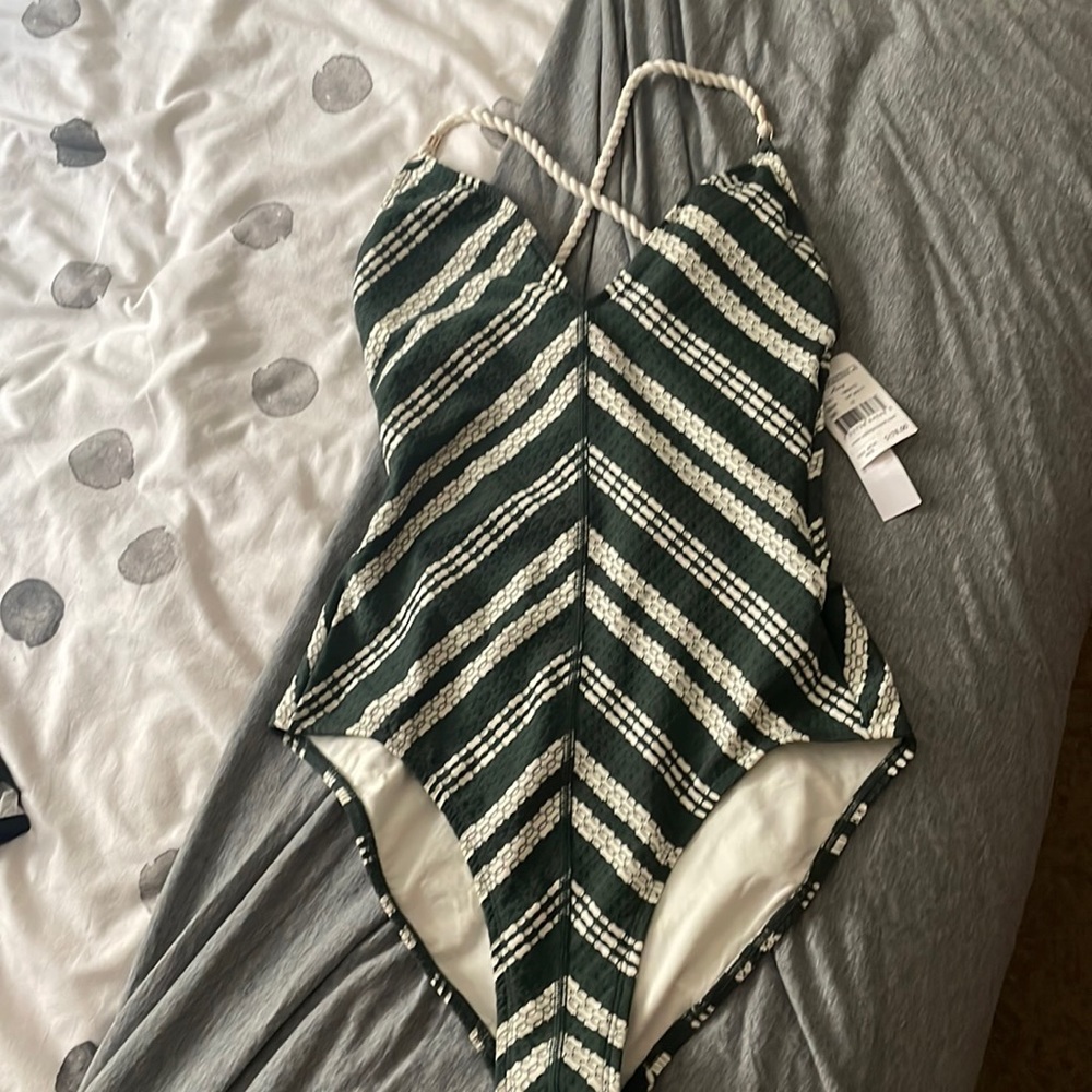 Robin Piccone Livvy Mitered Green One Piece Bathing Suit